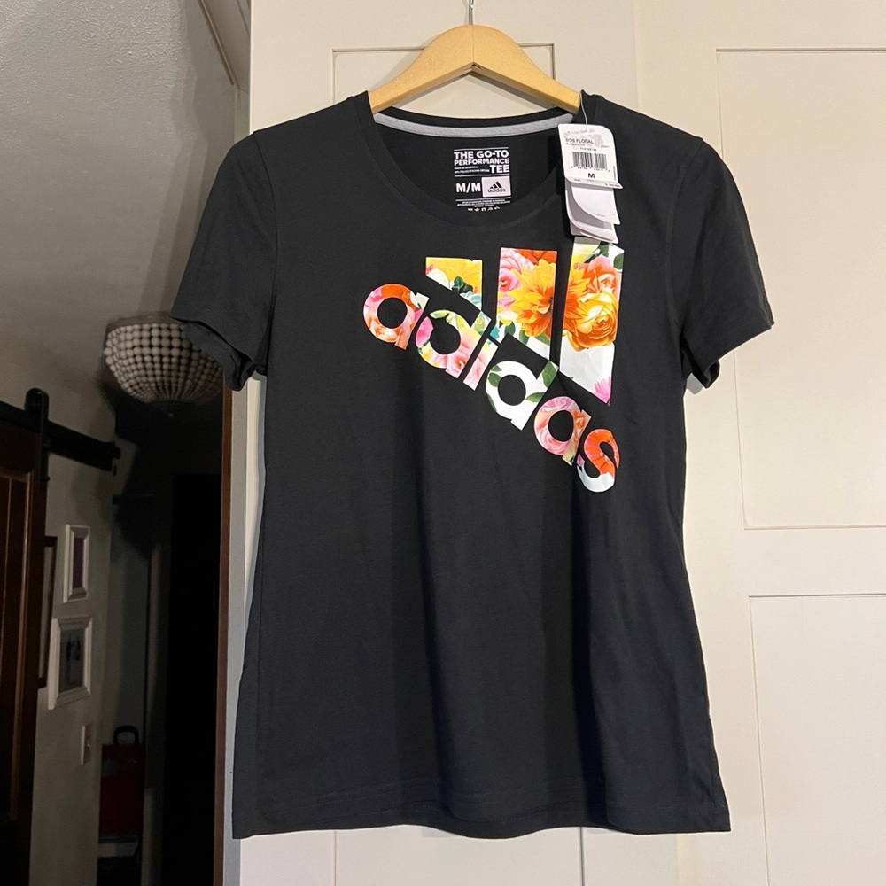 NWT Adidas women’s black performance tee shirt
